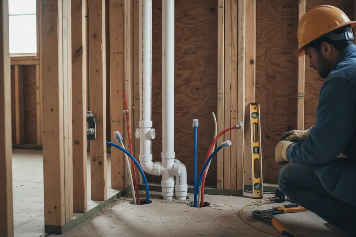 Drain and supply rough-in during Sump Pump Repair in Glen Haven