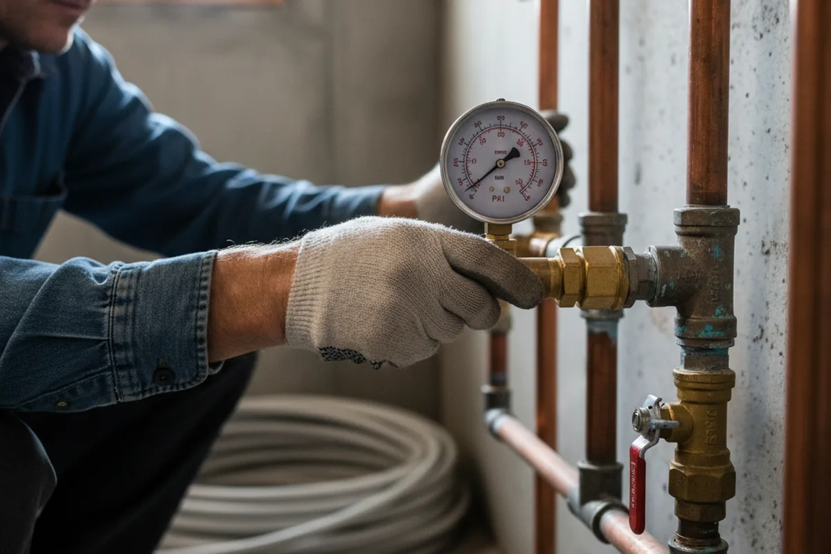 Pressure testing a repaired line during Water Line Repair in Glen Haven
